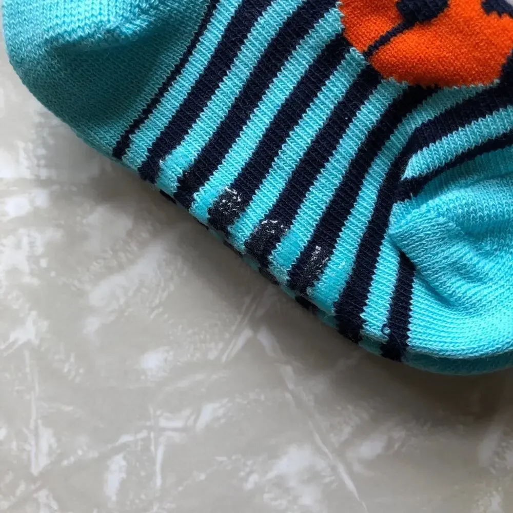 Sock It To Me Blue Orange Striped Basketball Sports Novelty Toddler Crew Socks